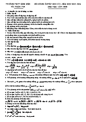 Đề cương ôn tập học kì I - Năm học 2015 - 2016 môn Toán - lớp 10CB